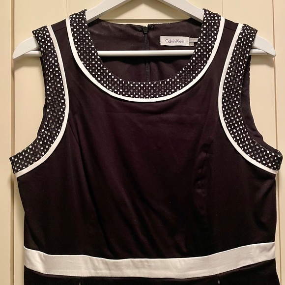 Calvin Klein Black & White Short Sleeve Party Dress Size 12 - Picture 4 of 7